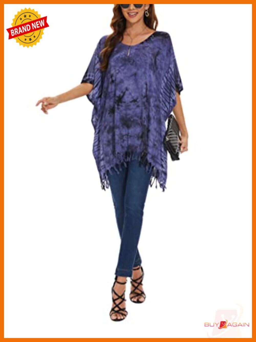 Boho Tie Dye Rayon Tunic Blouse Kaftan Plus Size Top